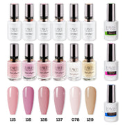 LAVIS Gel & Matching Lacquer Starter Kit G2: 115, 116, 128, 137, 078, 129, Base,Top & Bond Primer - DTK Nail Supply
