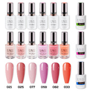 LAVIS Gel & Matching Lacquer Starter Kit G6: 021, 025, 077, 059, 082, 033, Base,Top & Bond Primer - DTK Nail Supply