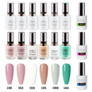 LAVIS Gel & Matching Lacquer Starter Set 5: 136, 153, 001, 135, 066, 140, Base,Top & Bond Primer - DTK Nail Supply