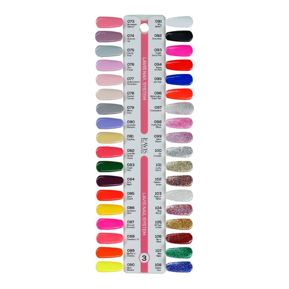 Lavis Gel Polish & Matching Nail Lacquer Duo Part 3: 073 - 108 (36 Colors) - DTK Nail Supply