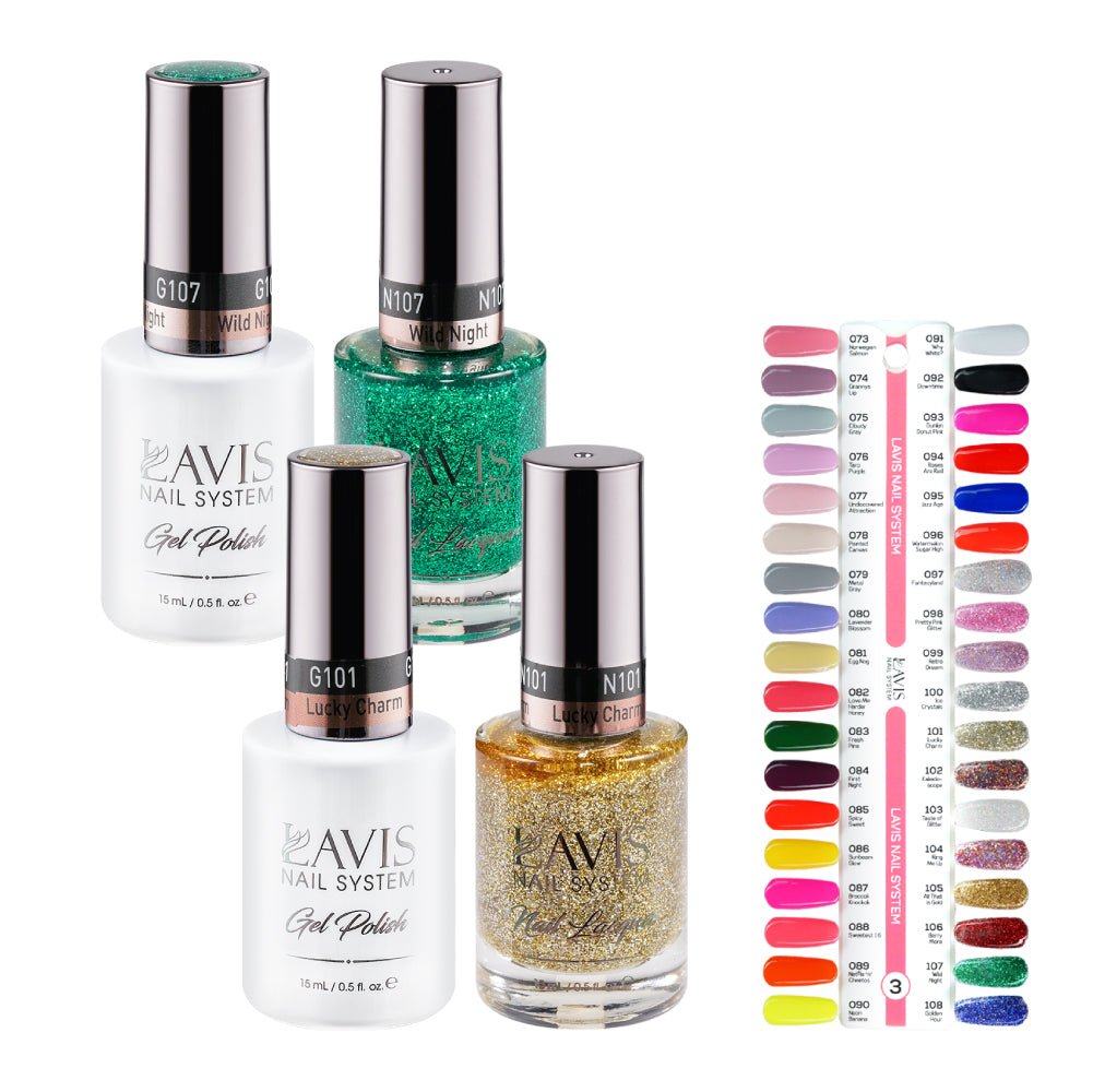 Lavis Gel Polish & Matching Nail Lacquer Duo Part 3: 073 - 108 (36 Colors) - DTK Nail Supply