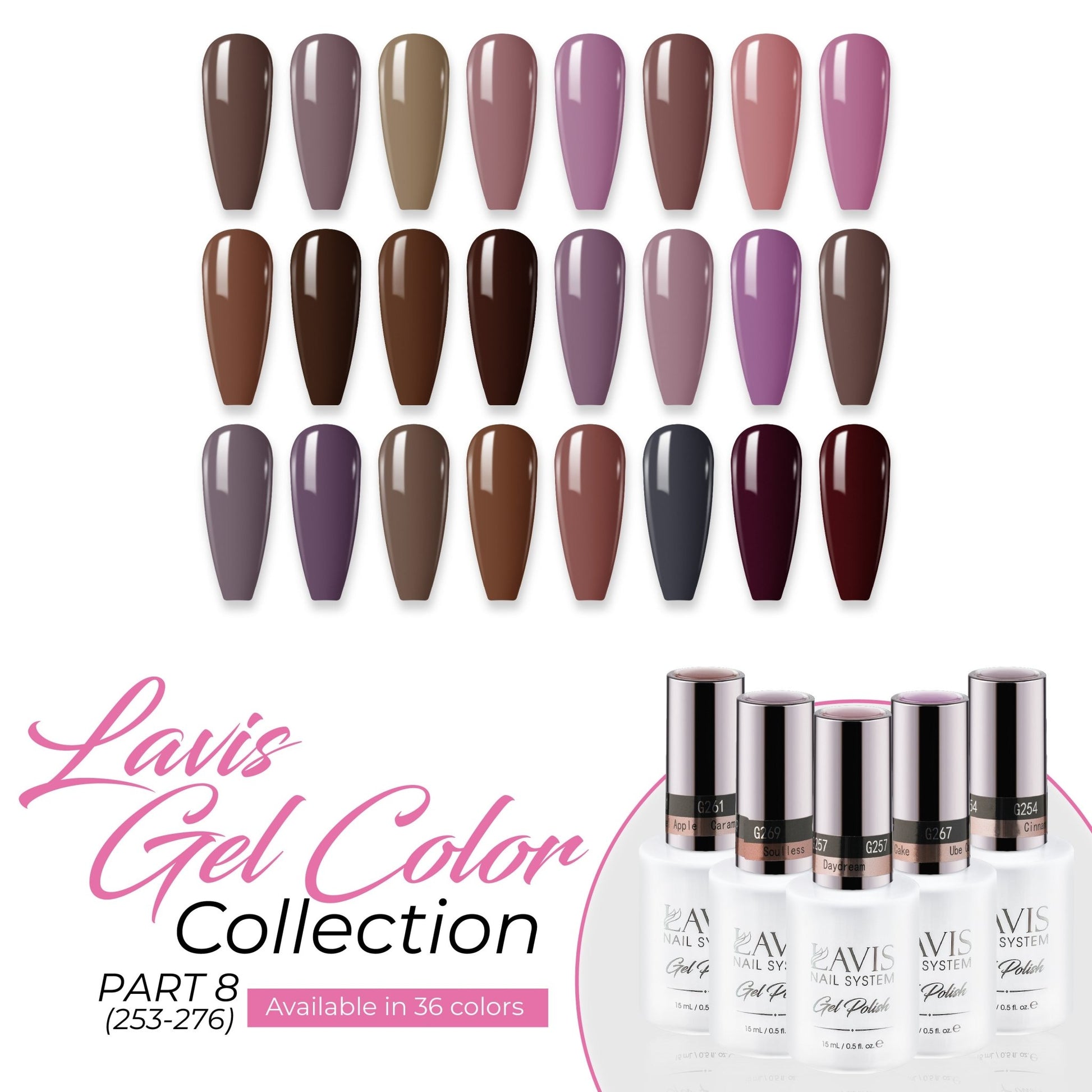 Lavis Gel Polish Part 8 (24 Colors): 253 - 276 - DTK Nail Supply