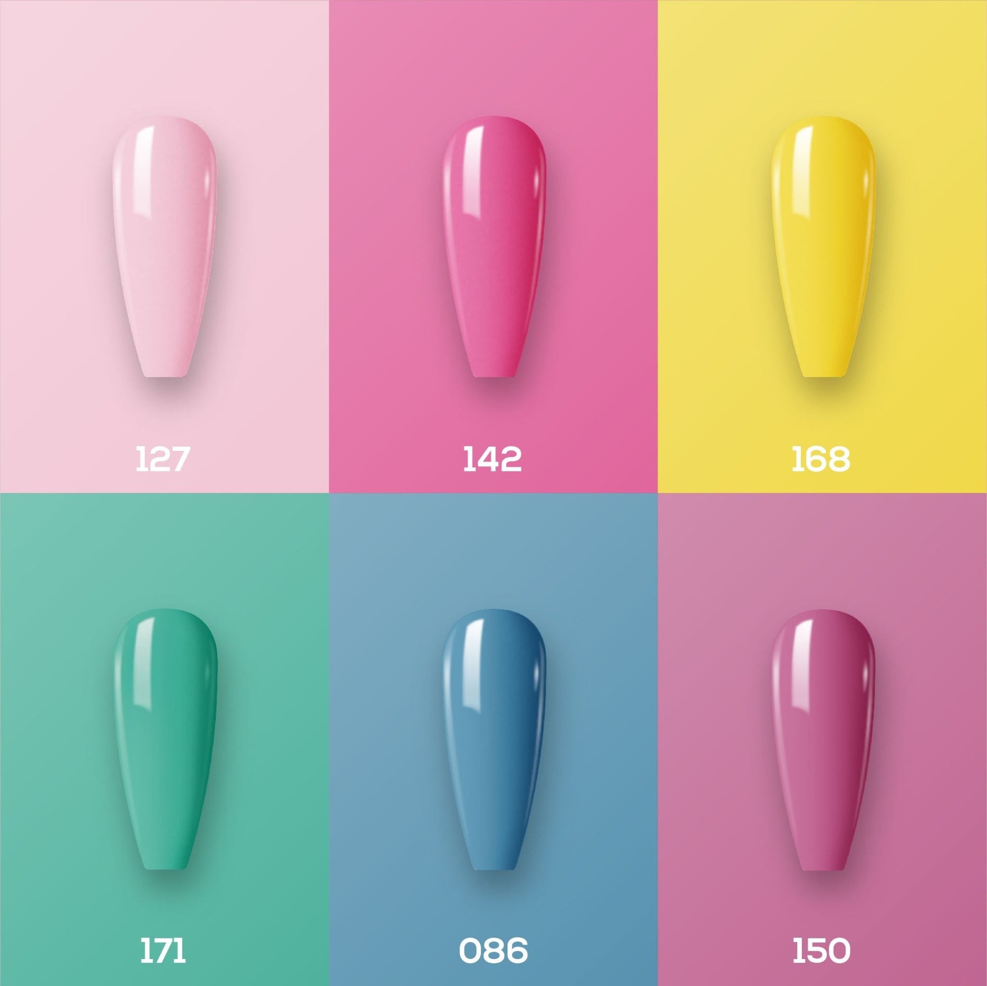 Lavis Gel Summer Color Set G10 (6 colors): 024, 034, 047, 140, 035, 063 - DTK Nail Supply