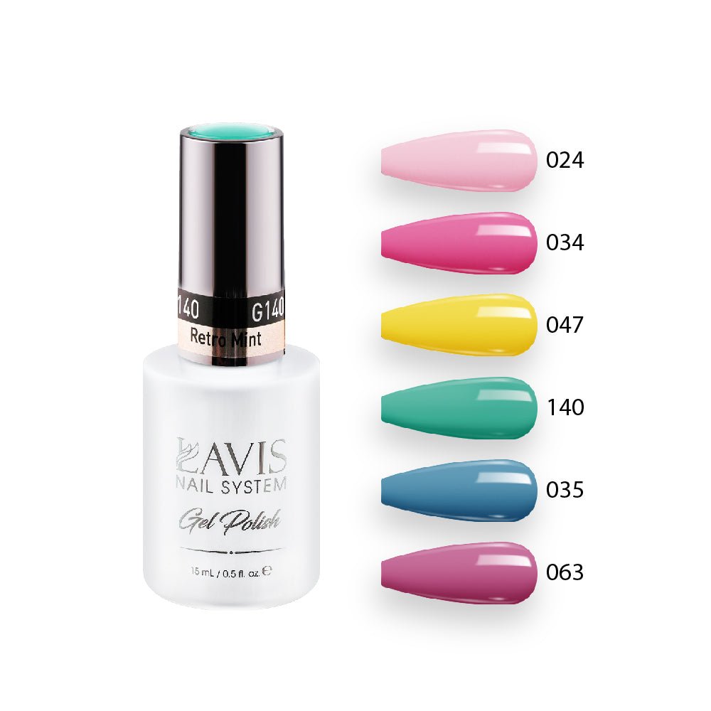 Lavis Gel Summer Color Set G10 (6 colors): 024, 034, 047, 140, 035, 063 - DTK Nail Supply