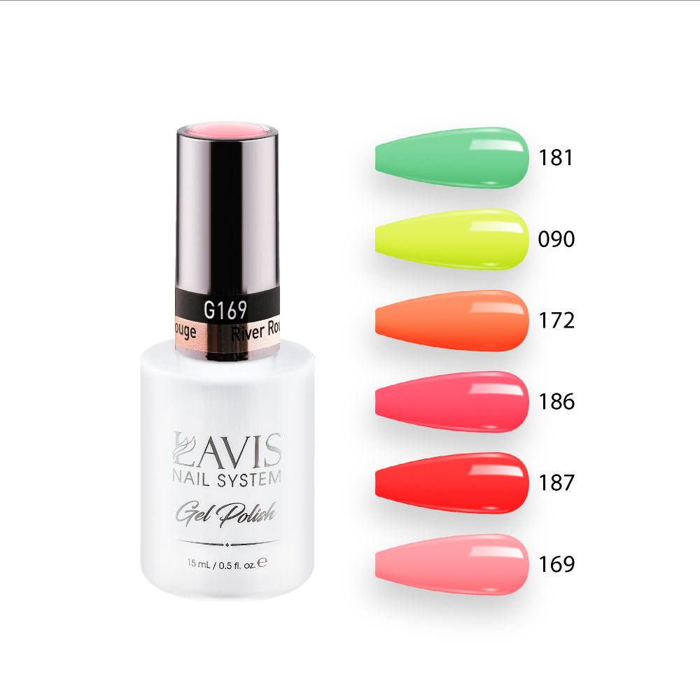 Lavis Gel Summer Color Set G11 (6 colors): 181, 090, 172, 186, 187, 169 - DTK Nail Supply