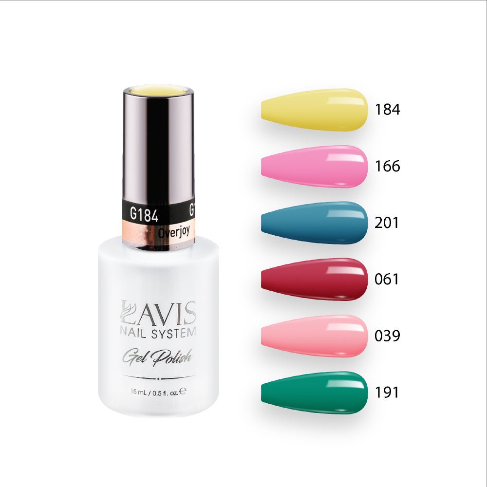 Lavis Gel Summer Color Set G12 (6 colors): 184, 166, 201, 061, 039, 191 - DTK Nail Supply