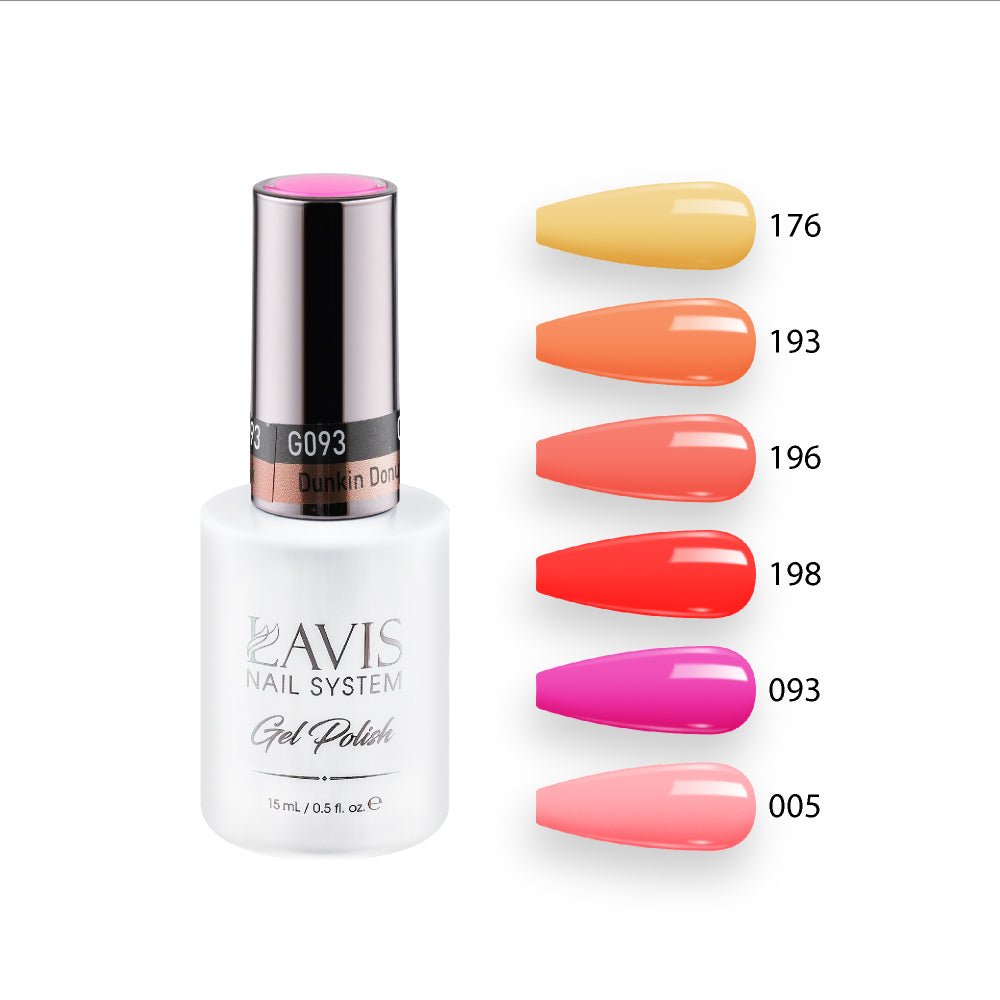 Lavis Gel Summer Color Set G4 (6 colors): 176, 193, 196, 198, 093, 005 - DTK Nail Supply