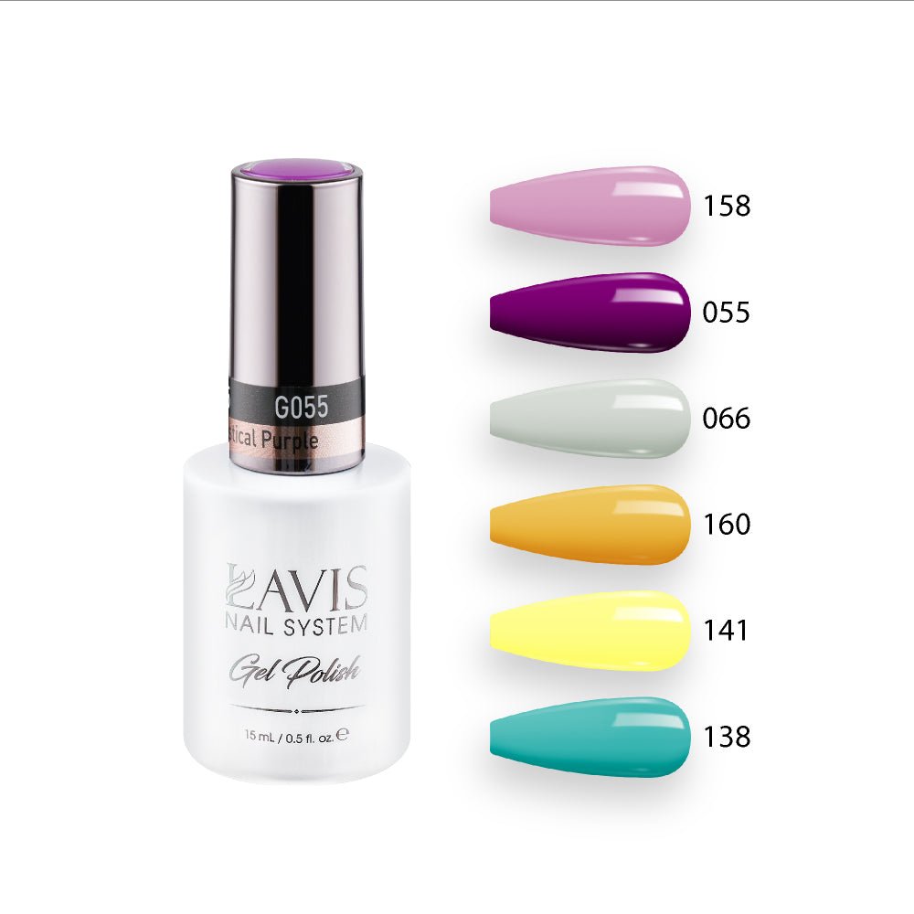 Lavis Gel Summer Color Set G6 (6 colors): 158, 055, 066, 160, 141, 138 - DTK Nail Supply