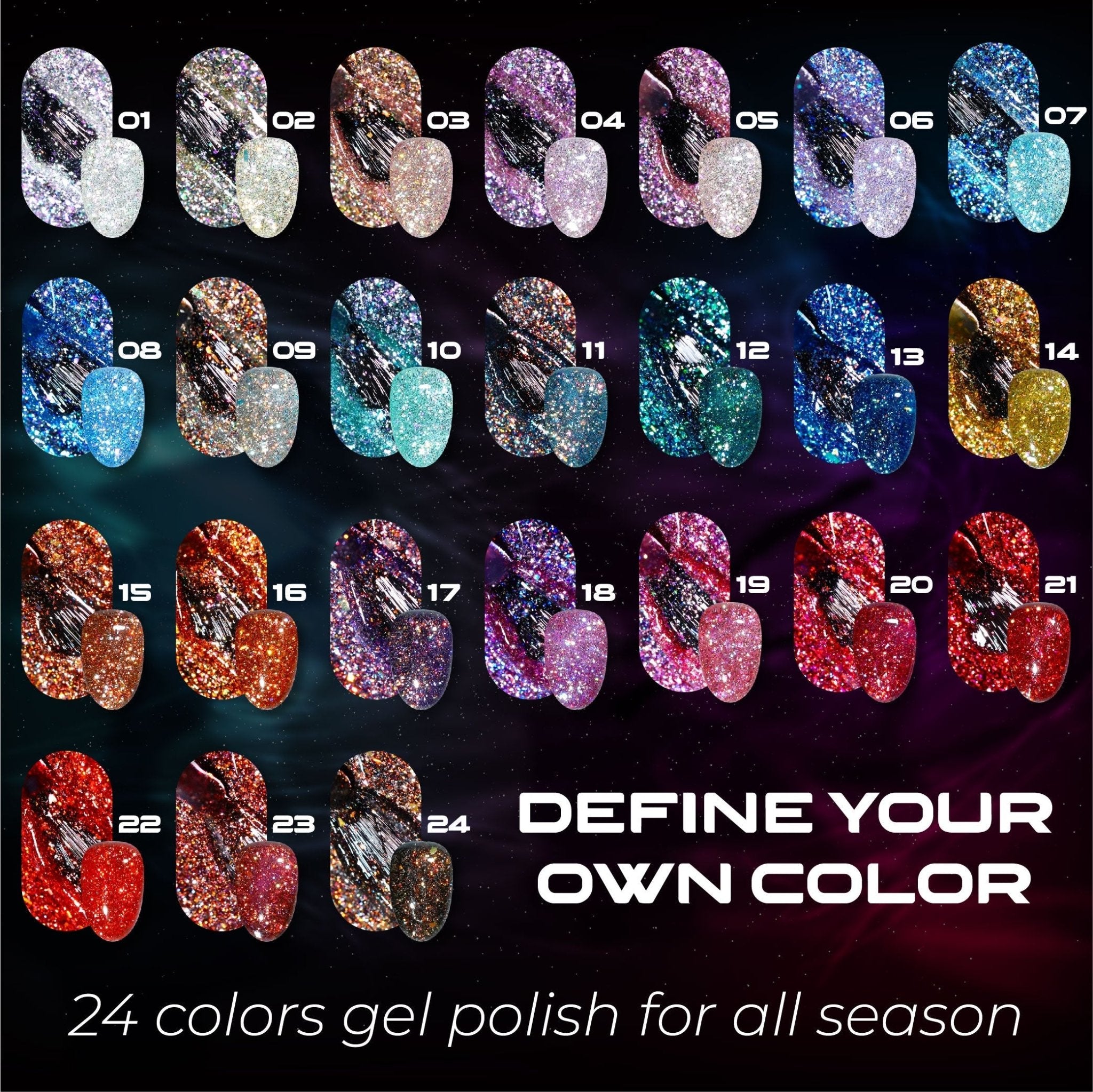 LAVIS Glitter G01 - 06 - Gel Polish 0.5 oz - Galaxy Collection - DTK Nail Supply