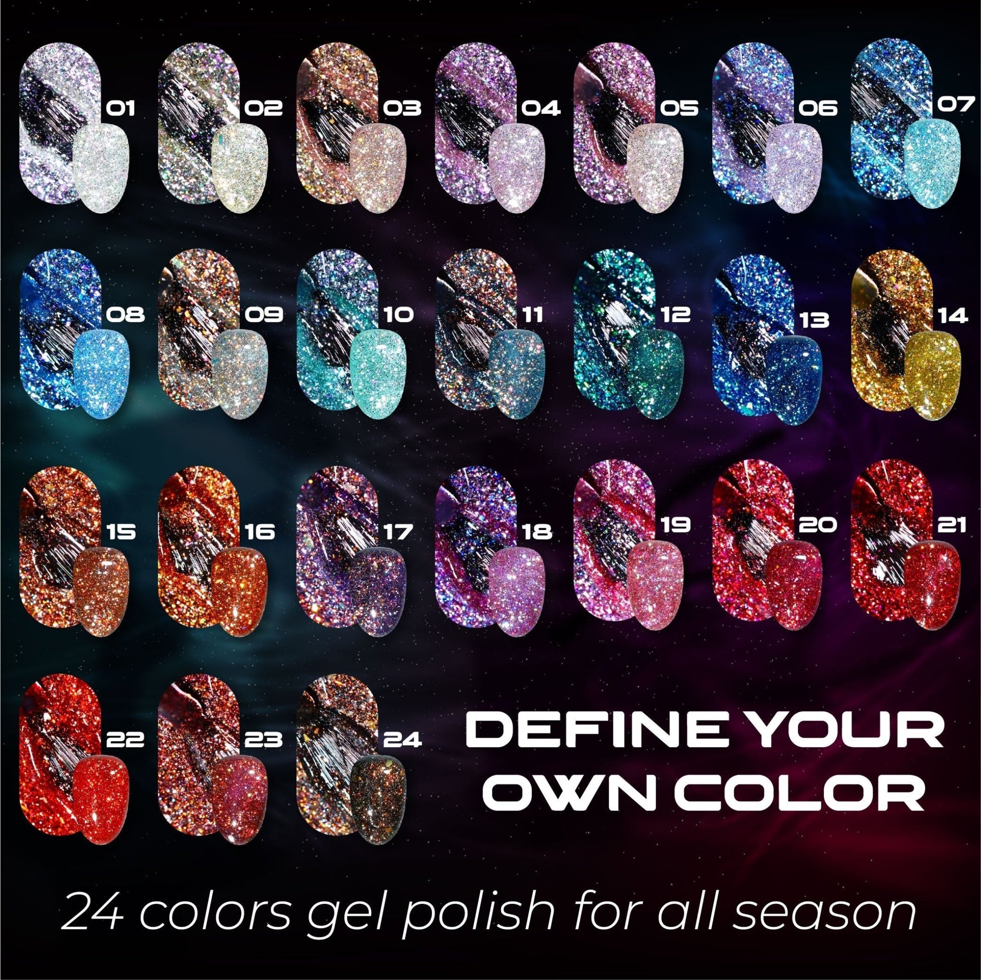 LAVIS Glitter G01 - 10 - Gel Polish 0.5 oz - Galaxy Collection - DTK Nail Supply