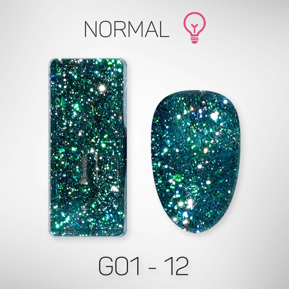 LAVIS Glitter G01 - 12 - Gel Polish 0.5 oz - Galaxy Collection - DTK Nail Supply