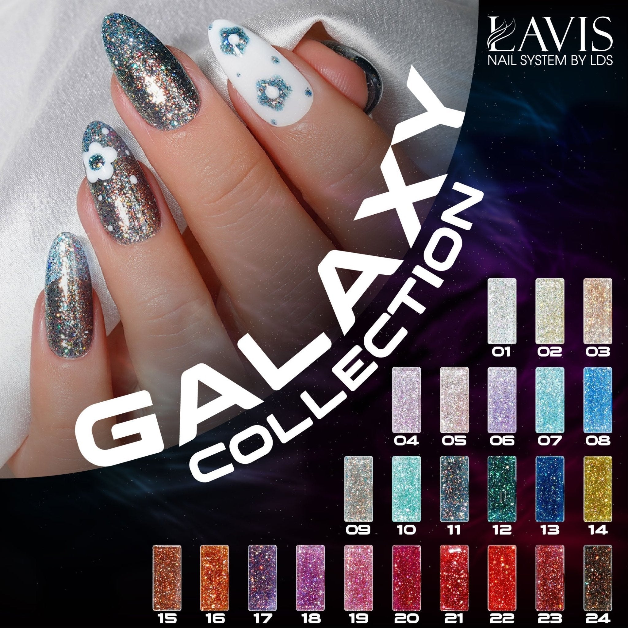 LAVIS Glitter G01 - 18 - Gel Polish 0.5 oz - Galaxy Collection - DTK Nail Supply
