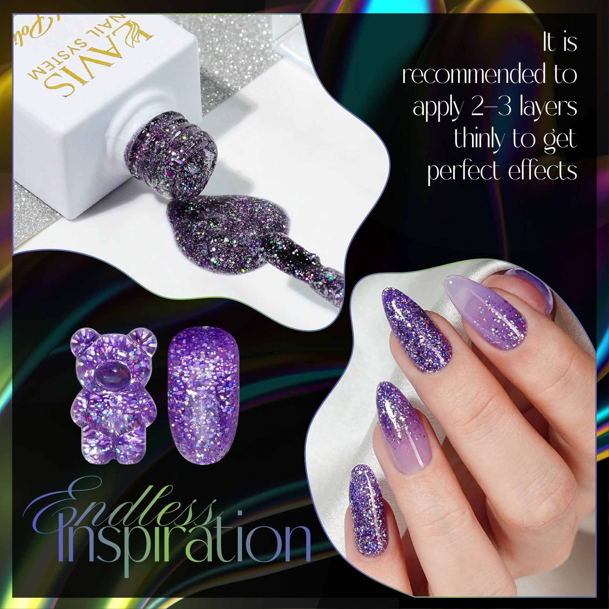LAVIS Glitter G02 - 08 - Gel Polish 0.5 oz - Pillow Talk Collection - DTK Nail Supply