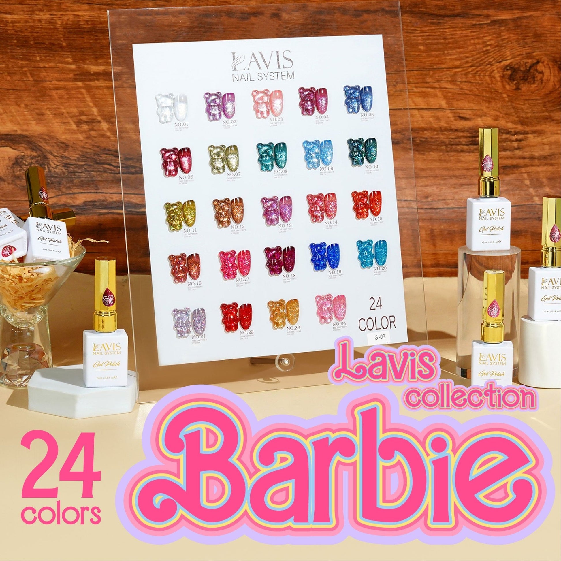 LAVIS Glitter G03 - 05 - Gel Polish 0.5 oz - Barbie Collection - DTK Nail Supply