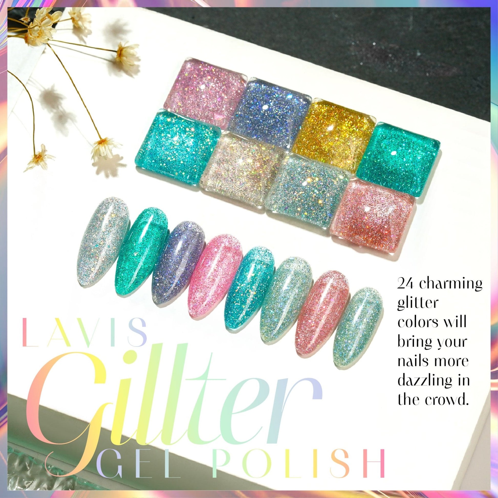 LAVIS Glitter G04 - 08 - Gel Polish 0.5 oz - Couture Collection - DTK Nail Supply