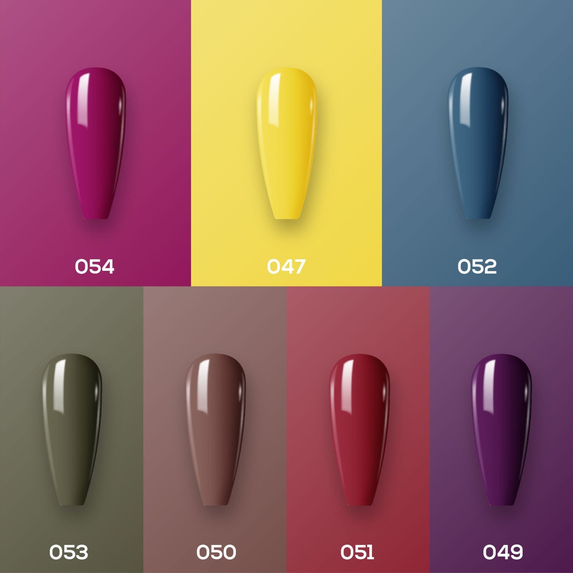 Lavis Holiday Collection: 7 Gel Polishes, 1 Base Gel, 1 Top Gel - PASSION IN PARIS - 054; 047; 052; 053; 050; 051; 049 + BT - DTK Nail Supply