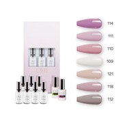 Lavis Holiday Collection: 7 Gel Polishes, 1 Base Gel, 1 Top Gel - Set 1 - 114, 111, 110, 109, 121, 118, 112 + BT - DTK Nail Supply