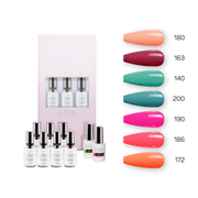 Lavis Holiday Collection: 7 Gel Polishes, 1 Base Gel, 1 Top Gel - Set 13 - 180, 163, 140, 200, 190, 186, 172 + BT - DTK Nail Supply