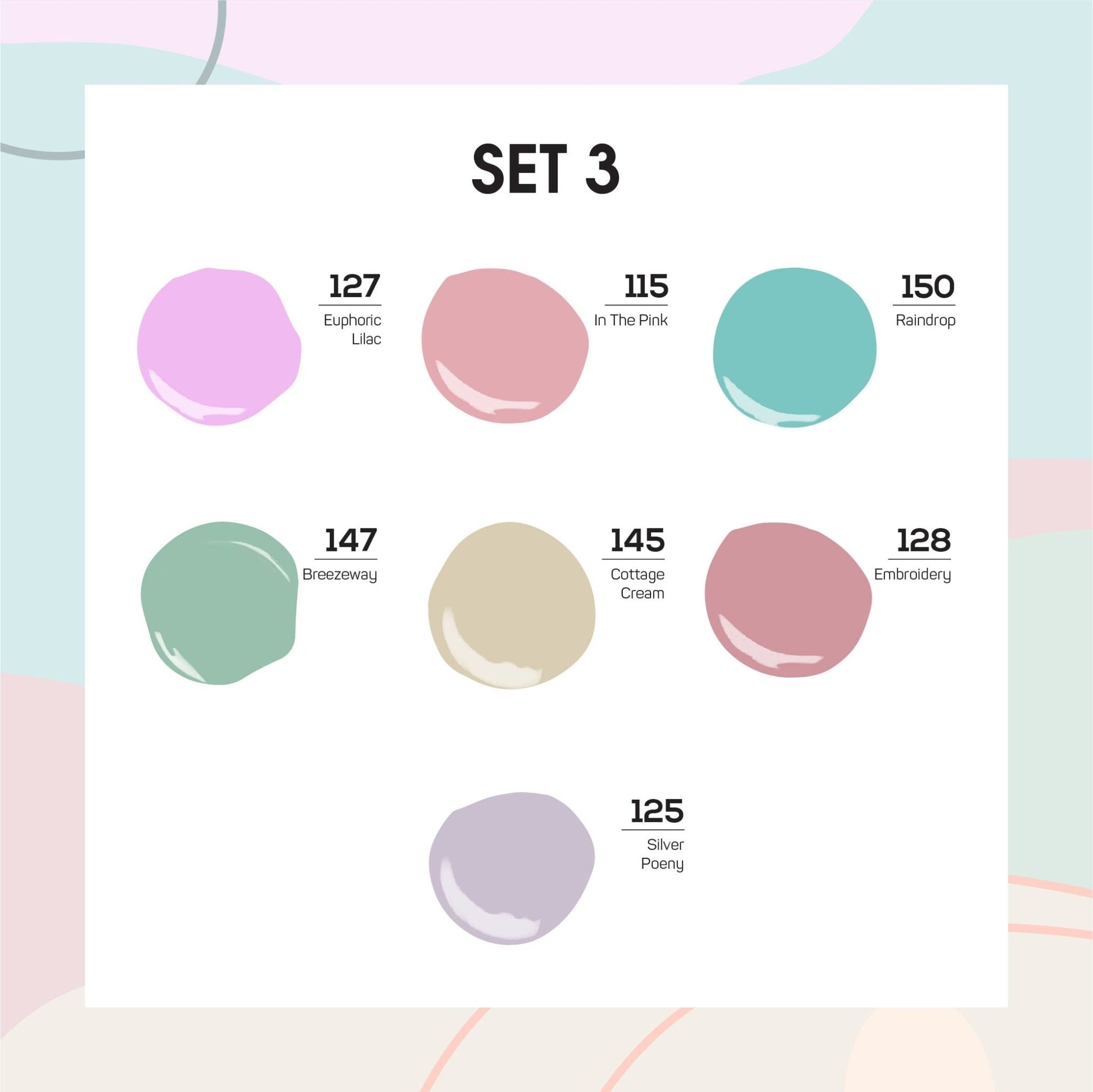 Lavis Holiday Collection: 7 Gel Polishes, 1 Base Gel, 1 Top Gel - Set 3 - 127, 115, 150, 147, 145, 128, 125 + BT - DTK Nail Supply