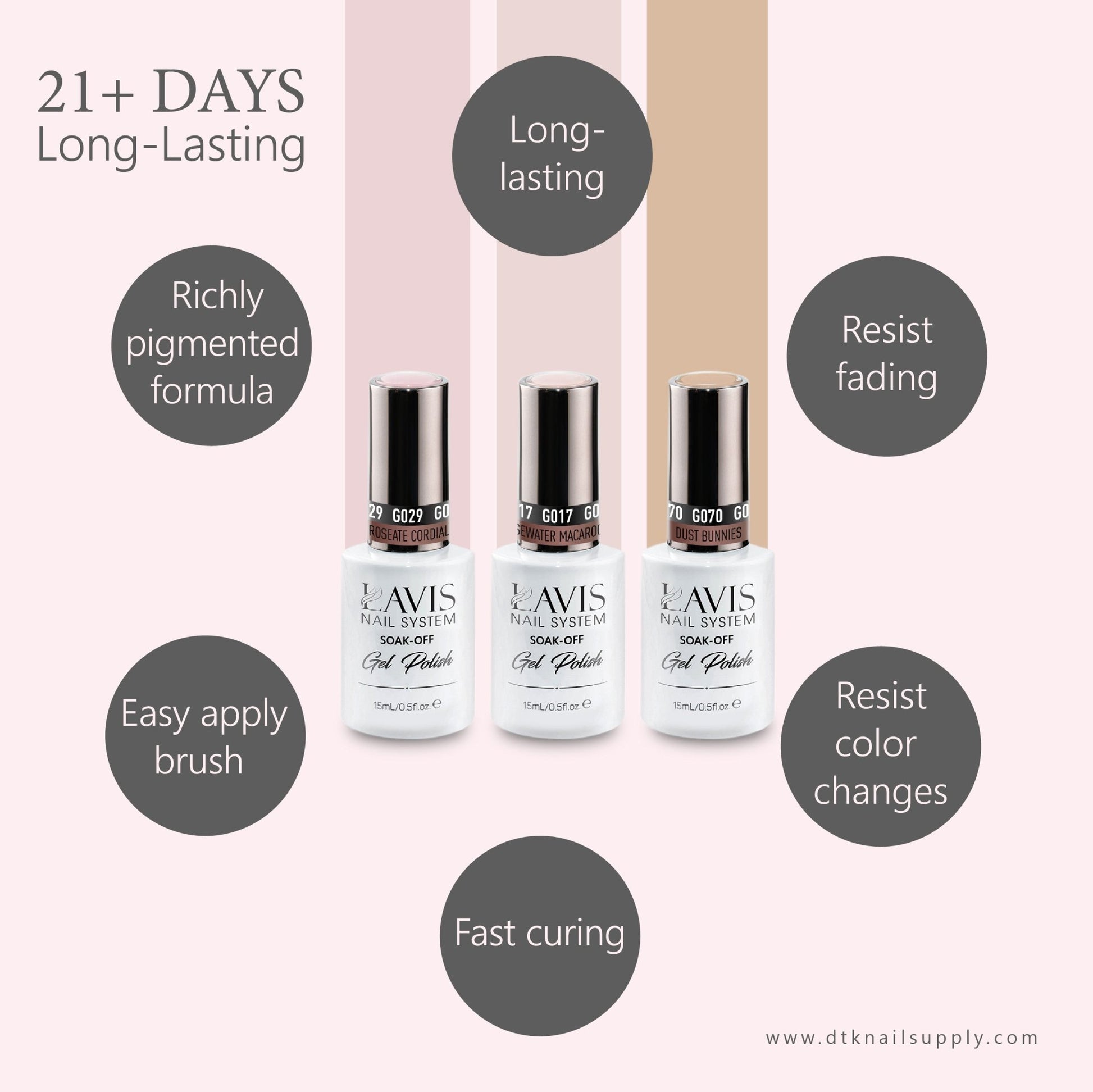 Lavis Holiday Collection: 7 Gel Polishes, 1 Base Gel, 1 Top Gel - SWEET TALK - 023; 069; 068; 022; 009; 004; 003 + BT - DTK Nail Supply