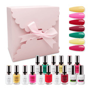 LAVIS Holiday Gift Bundle Set 12: 7 Gel & Lacquer, 1 Base Gel, 1 Top Gel - 216; 221; 176; 191; 171; 175; 185 - DTK Nail Supply