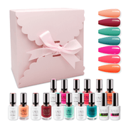 LAVIS Holiday Gift Bundle Set 13: 7 Gel & Lacquer, 1 Base Gel, 1 Top Gel - 163; 200; 180; 190; 140; 172; 186 - DTK Nail Supply