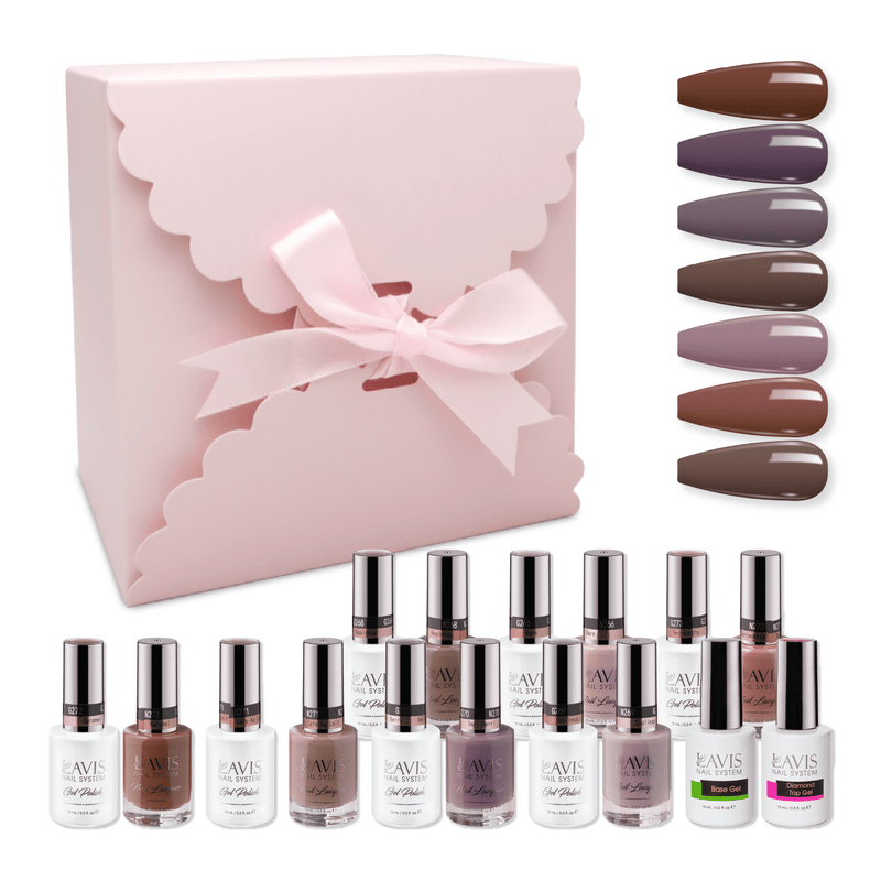 LAVIS Holiday Gift Bundle Set 18: 7 Gel & Lacquer, 1 Base Gel, 1 Top Gel - 266; 268; 269; 270; 271; 272; 276 - DTK Nail Supply
