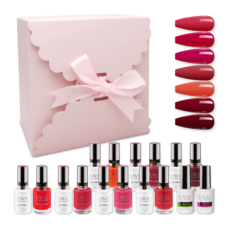 LAVIS Holiday Gift Bundle Set 22: 7 Gel & Lacquer, 1 Base Gel, 1 Top Gel - 205; 206; 207; 208; 209; 210; 213 - DTK Nail Supply