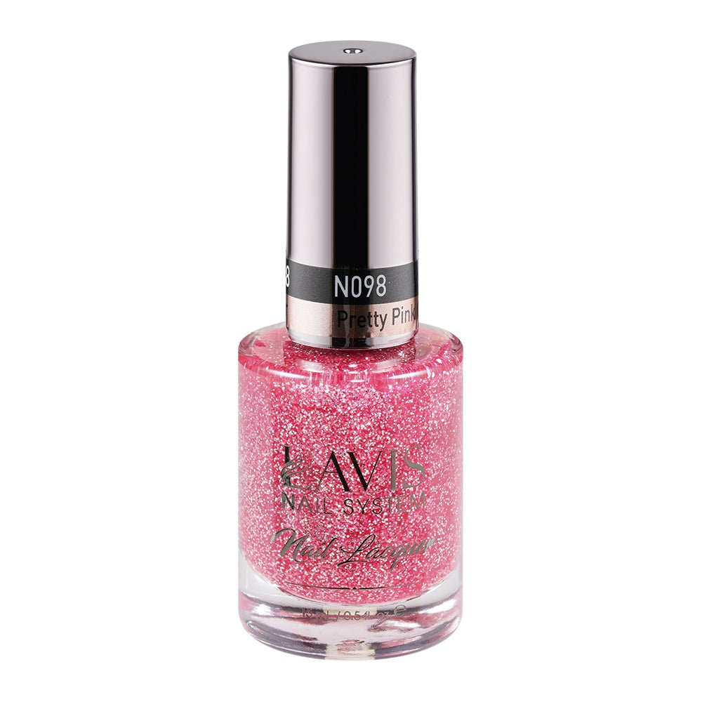 LAVIS Nail Lacquer - 098 Pretty Pink Glitter - DTK Nail Supply