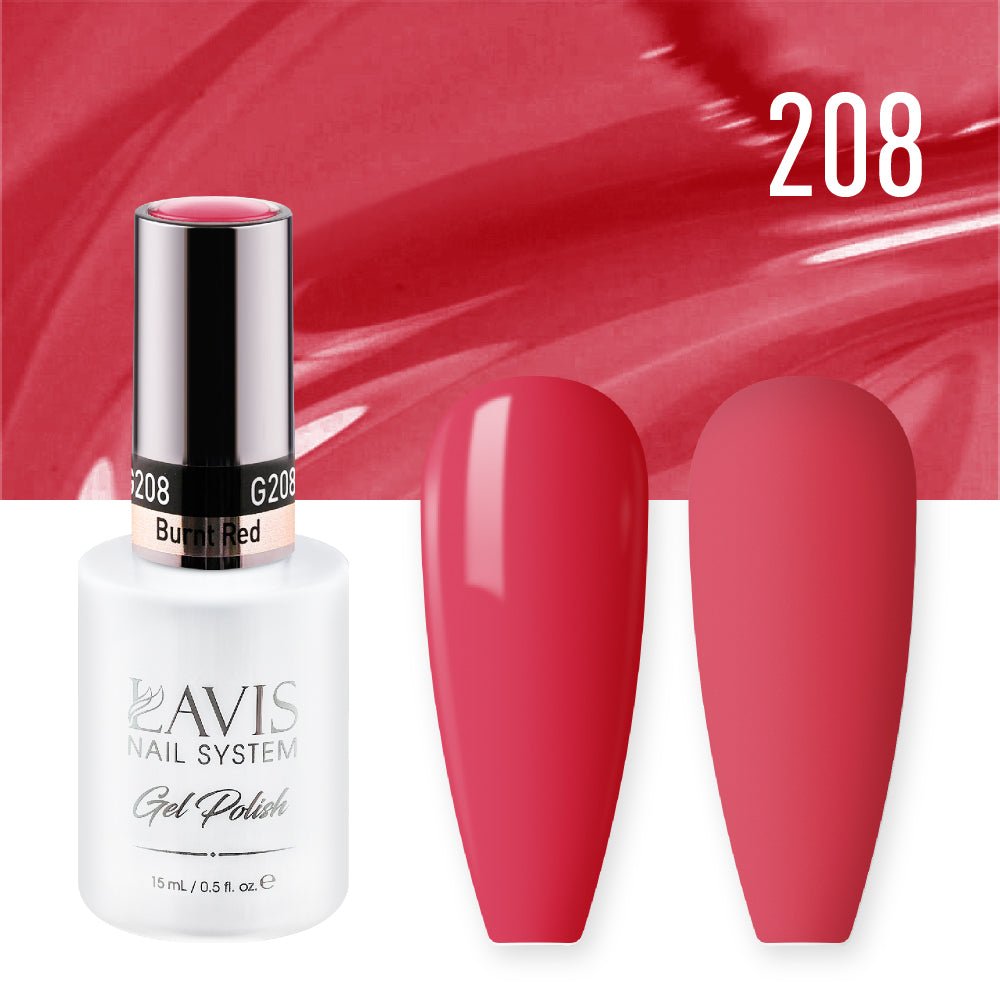 LAVIS Nail Lacquer - 208 Burnt Red - DTK Nail Supply
