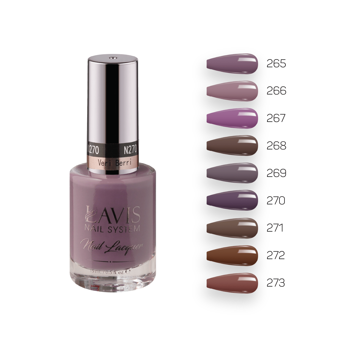 Lavis Nail Lacquer Fall Winter Set N4 (9 colors): 265, 266, 267, 268, 269, 270, 271, 272, 273 - DTK Nail Supply
