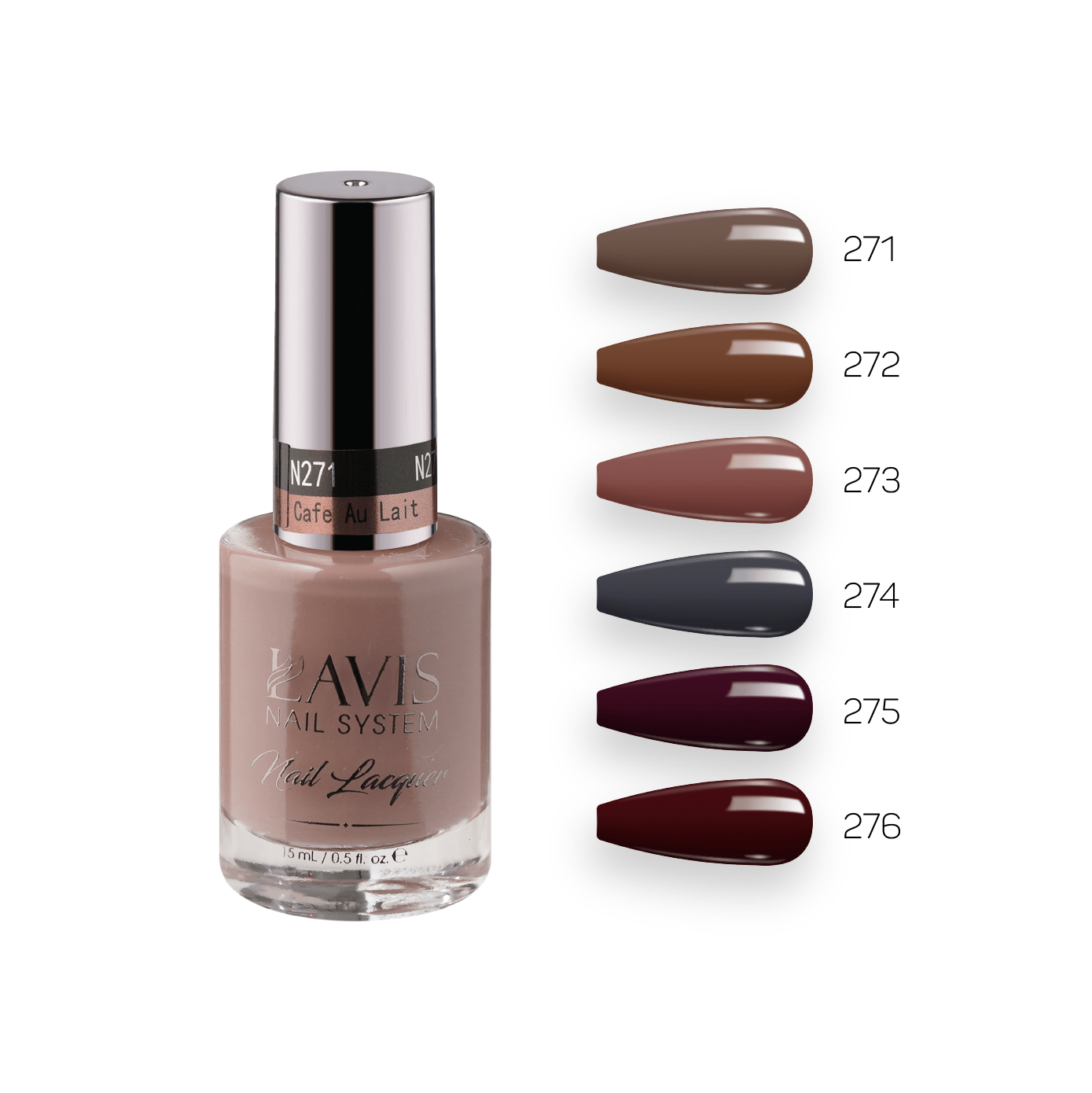 Lavis Nail Lacquer Fall Winter Set N6 (6 colors): 271, 272, 273, 274, 275, 276 - DTK Nail Supply