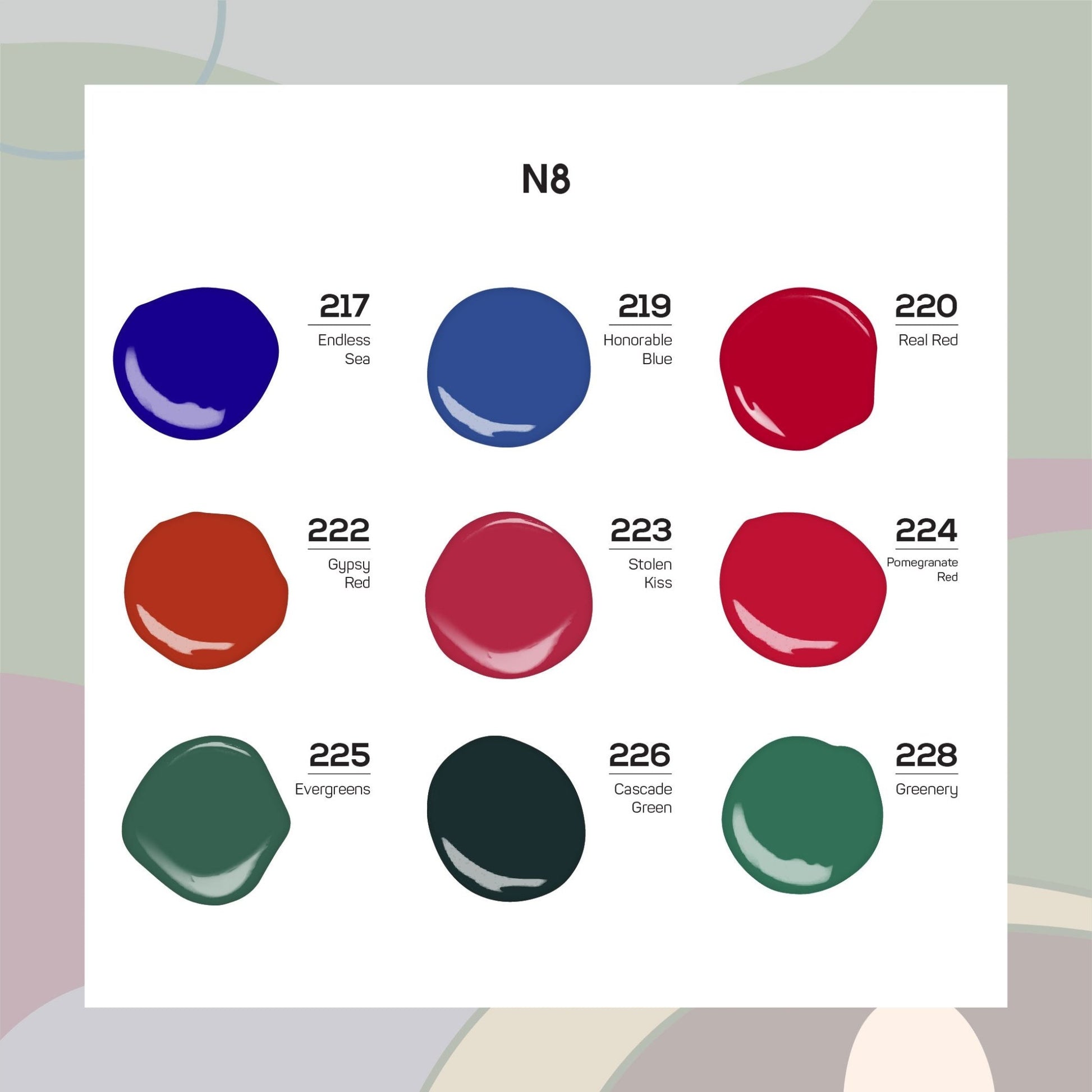 Lavis Nail Lacquer Fall Winter Set N8 (9 colors): 217, 219, 220, 222, 223, 224, 225, 226, 228 - DTK Nail Supply