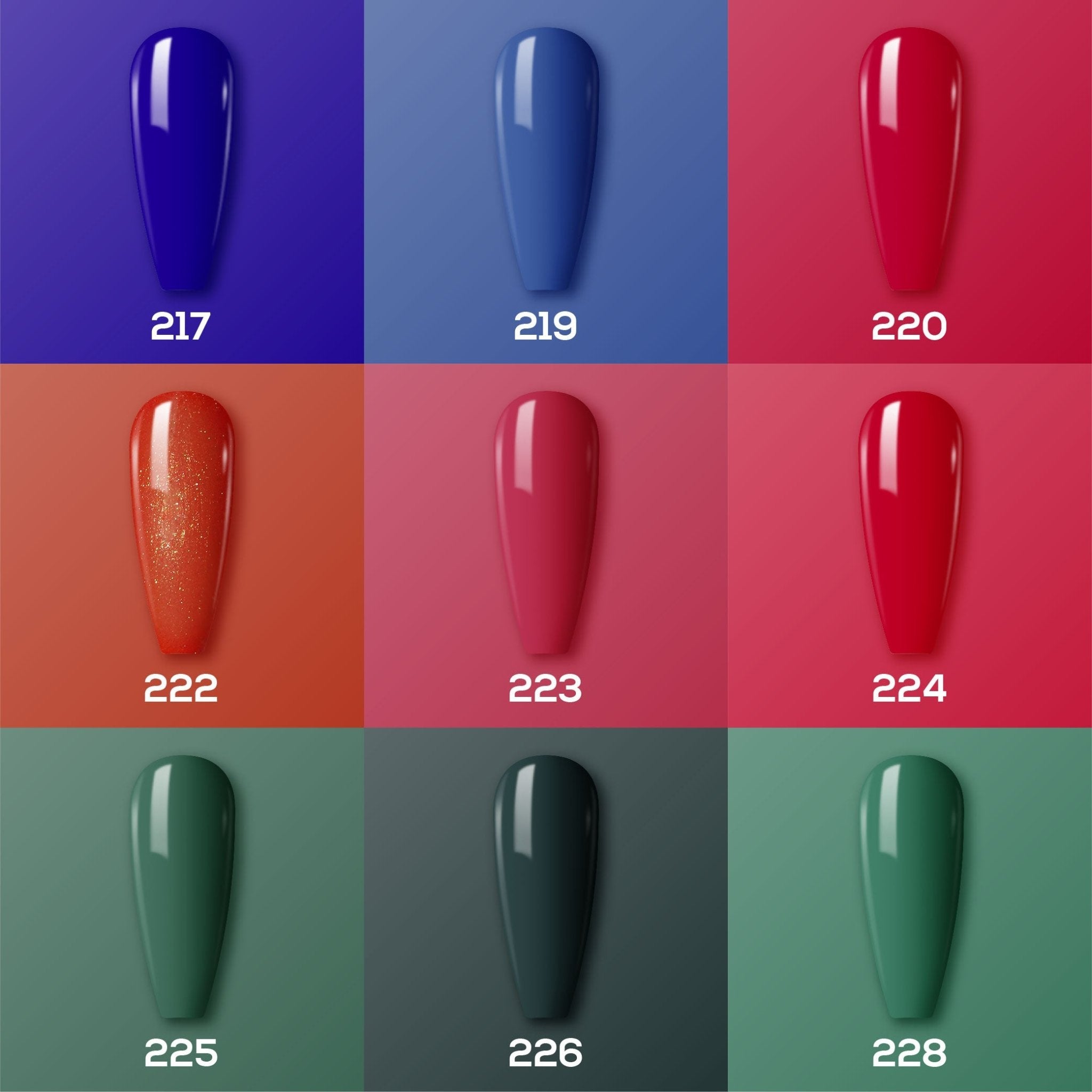 Lavis Nail Lacquer Fall Winter Set N8 (9 colors): 217, 219, 220, 222, 223, 224, 225, 226, 228 - DTK Nail Supply