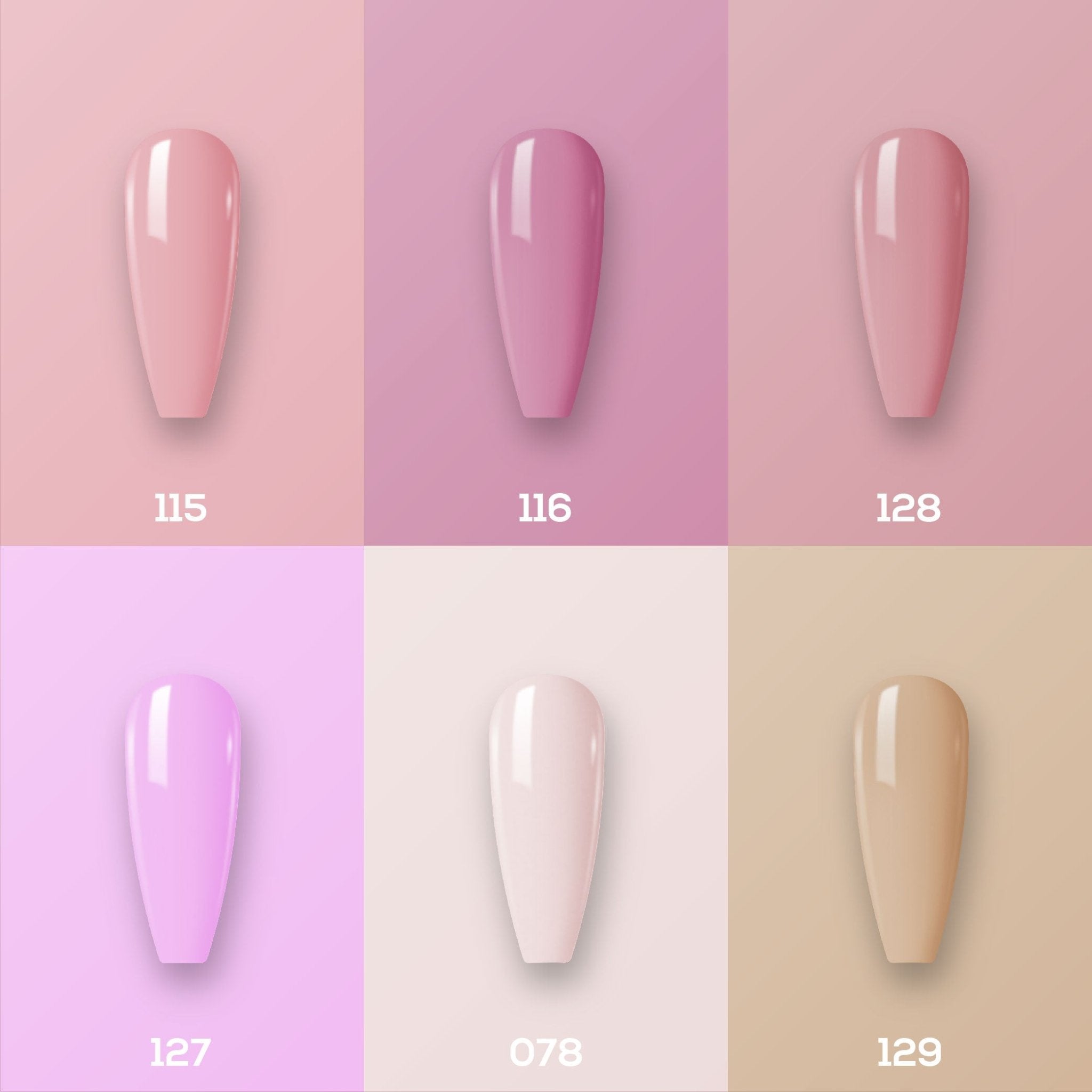 Lavis Nail Lacquer Set N2 (6 colors): 115, 116, 128, 137, 078, 129 - DTK Nail Supply