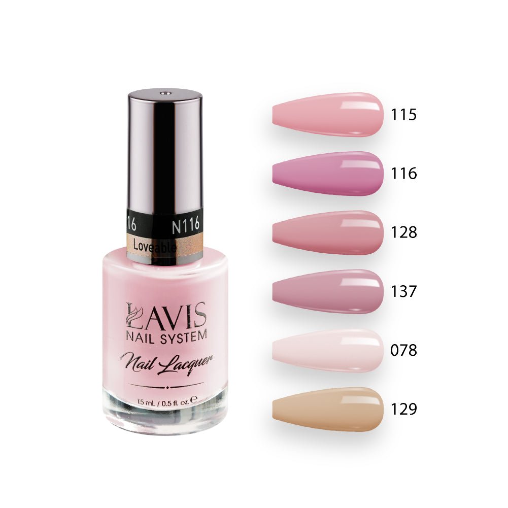 Lavis Nail Lacquer Set N2 (6 colors): 115, 116, 128, 137, 078, 129 - DTK Nail Supply