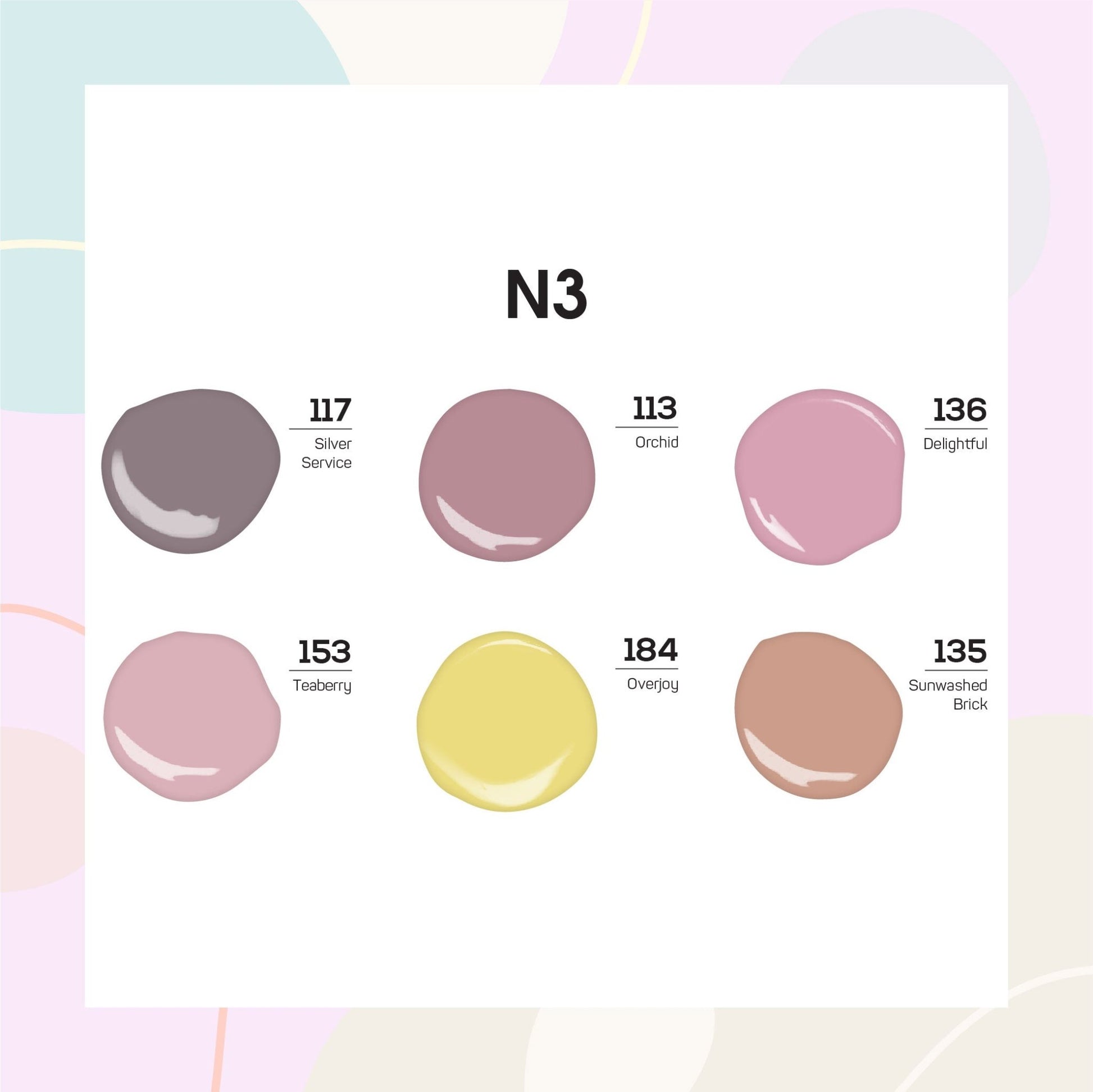 Lavis Nail Lacquer Set N3 (6 colors): 117, 113, 136, 153, 184, 135 - DTK Nail Supply