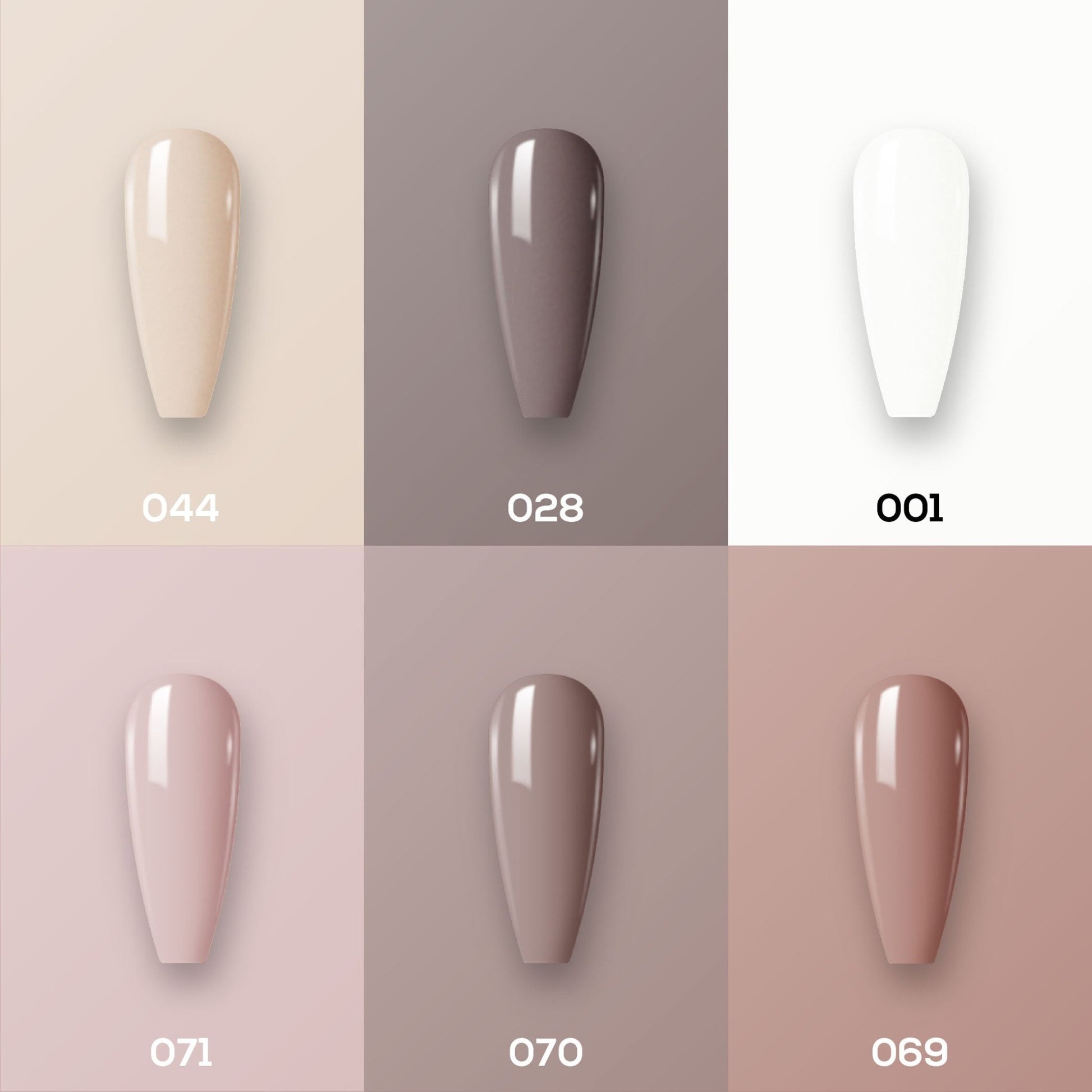 Lavis Nail Lacquer Set N4 (6 colors): 044, 028, 001, 071, 070, 069 - DTK Nail Supply