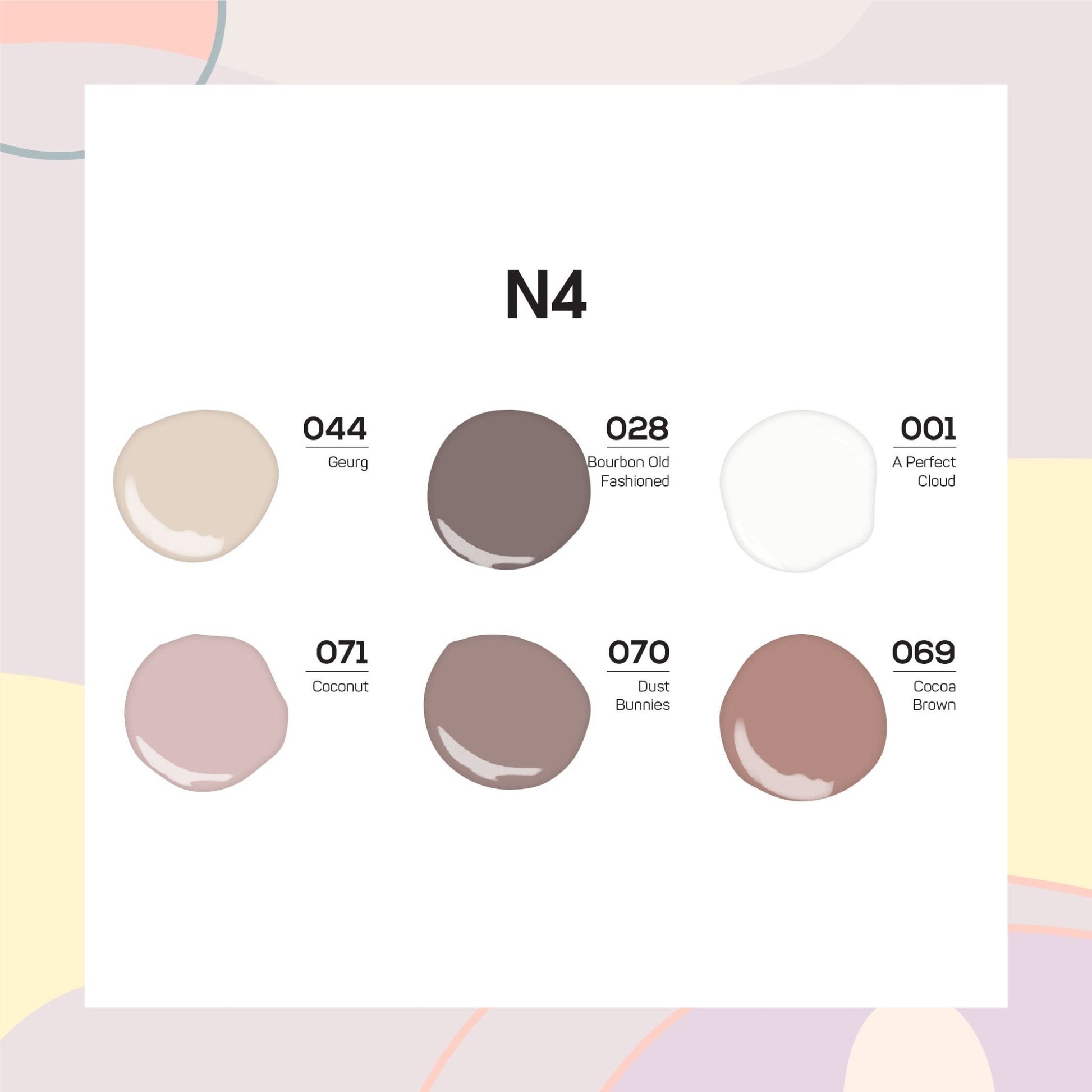 Lavis Nail Lacquer Set N4 (6 colors): 044, 028, 001, 071, 070, 069 - DTK Nail Supply
