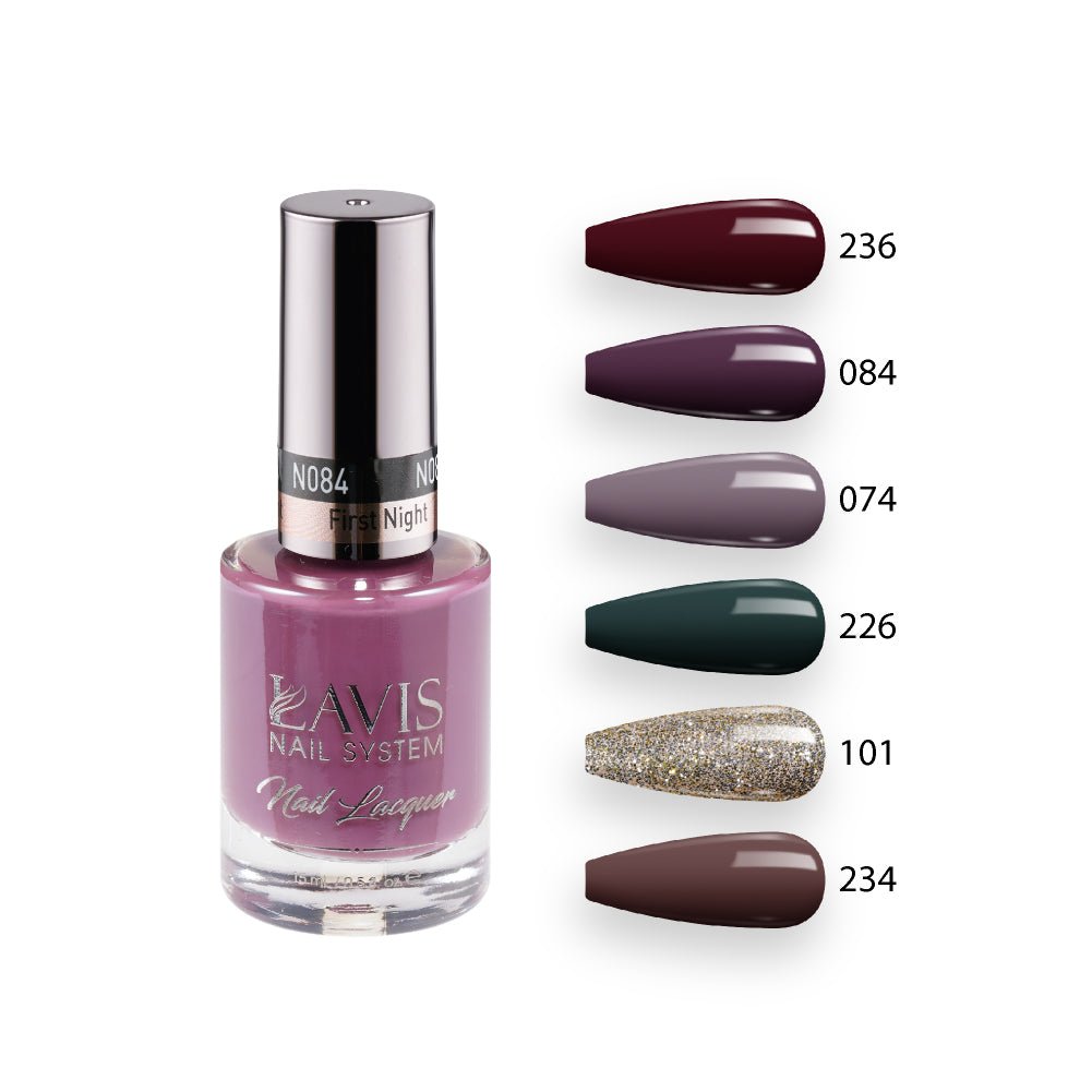 Lavis Nail Lacquer Set N5 (6 colors): 236, 084, 074, 226, 101, 234 - DTK Nail Supply