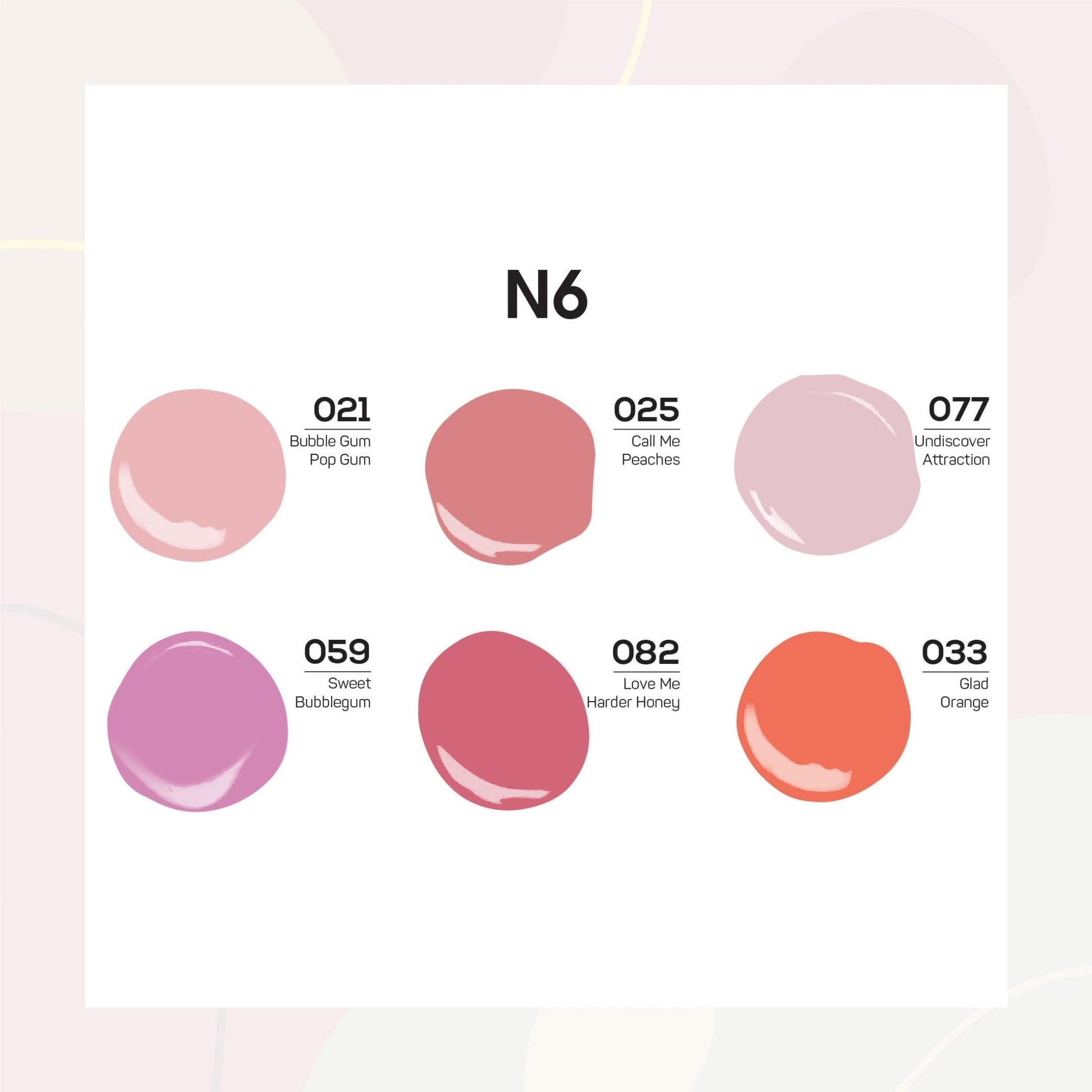Lavis Nail Lacquer Set N6 (6 colors): 021, 025, 077, 059, 082, 033 - DTK Nail Supply