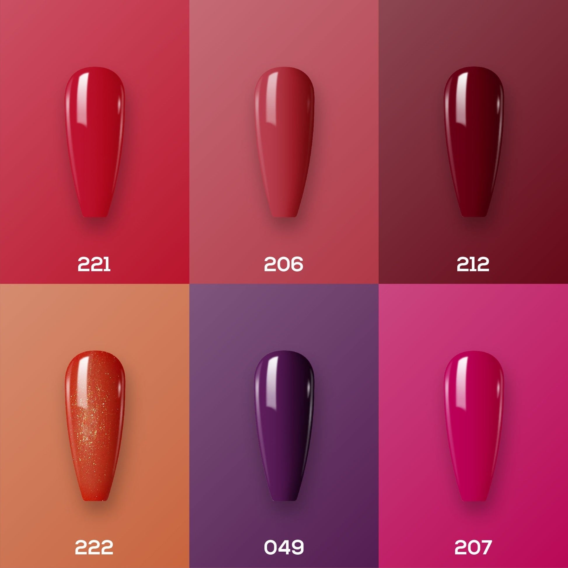 Lavis Nail Lacquer Set N8 (6 colors): 221, 206, 212, 222, 049, 207 - DTK Nail Supply
