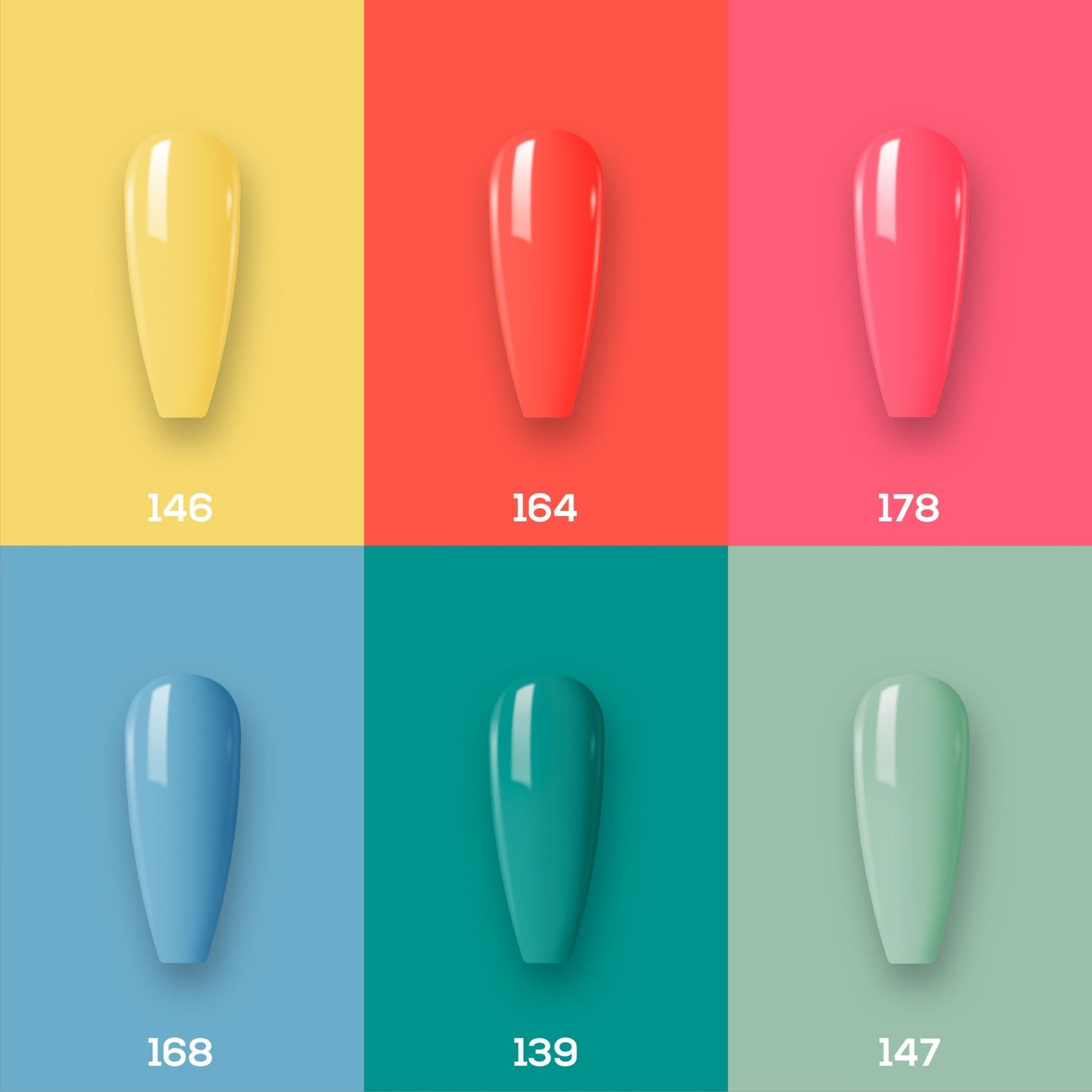Lavis Nail Lacquer Summer Set N1 (6 colors): 146, 164, 178, 168, 139, 147 - DTK Nail Supply