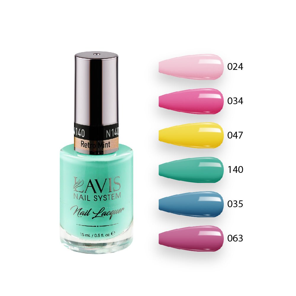 Lavis Nail Lacquer Summer Set N10 (6 colors): 024, 034, 047, 140, 035, 063 - DTK Nail Supply