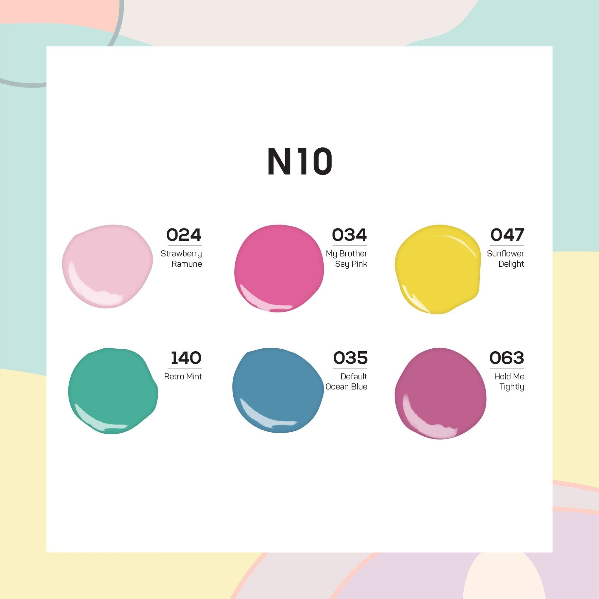 Lavis Nail Lacquer Summer Set N10 (6 colors): 024, 034, 047, 140, 035, 063 - DTK Nail Supply