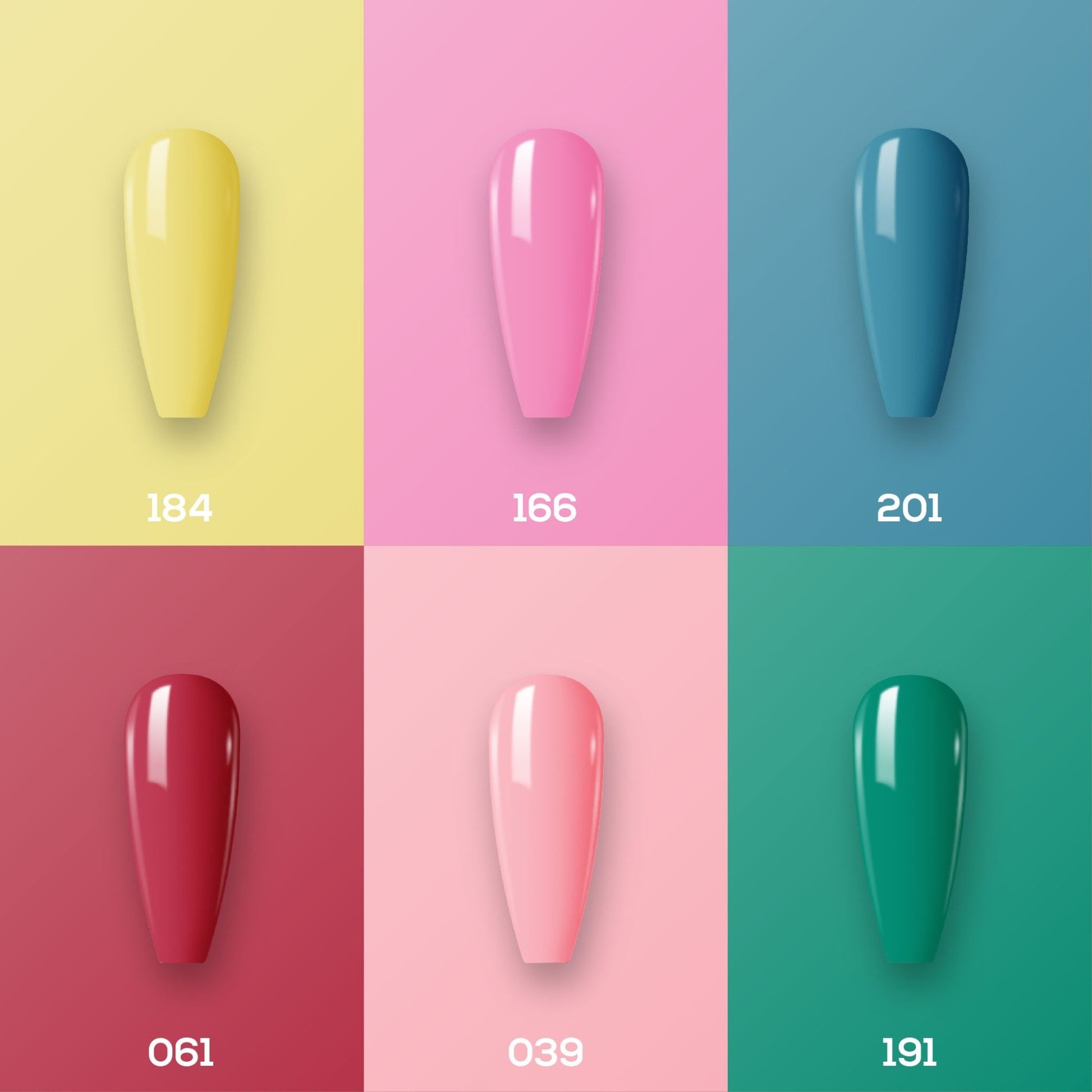 Lavis Nail Lacquer Summer Set N12 (6 colors): 184, 166, 201, 061, 039, 191 - DTK Nail Supply
