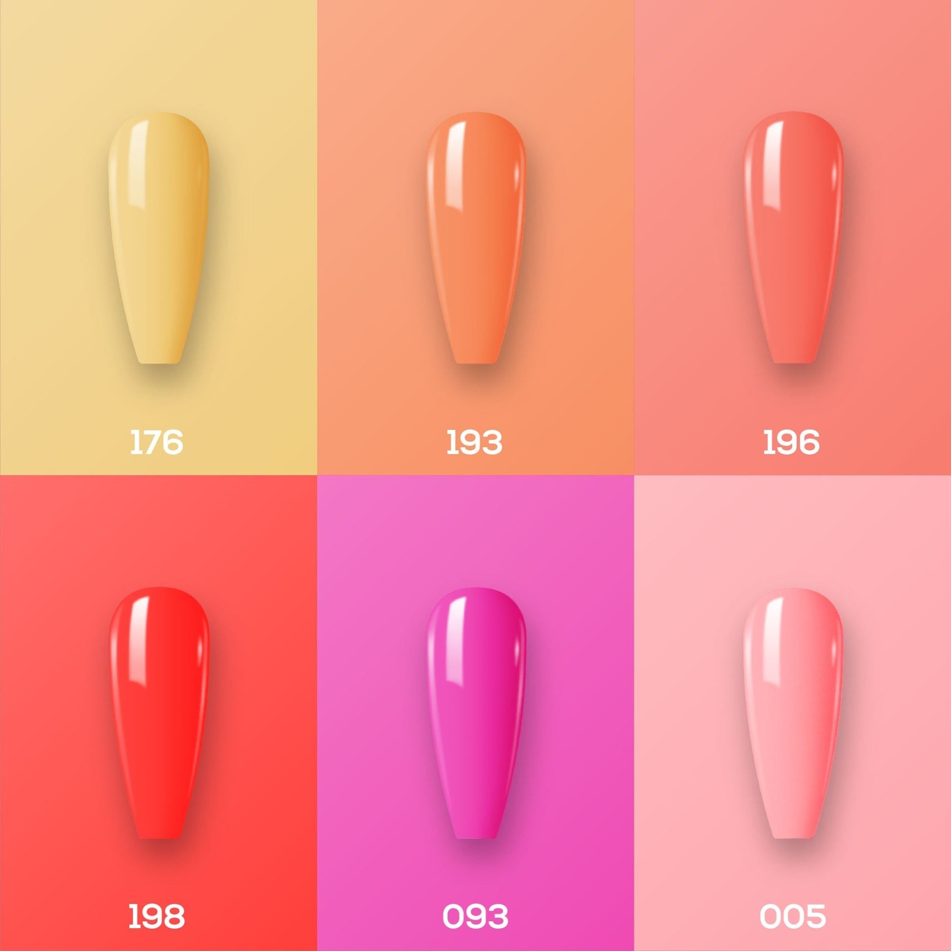 Lavis Nail Lacquer Summer Set N4 (6 colors): 176, 193, 196, 198, 093, 005 - DTK Nail Supply