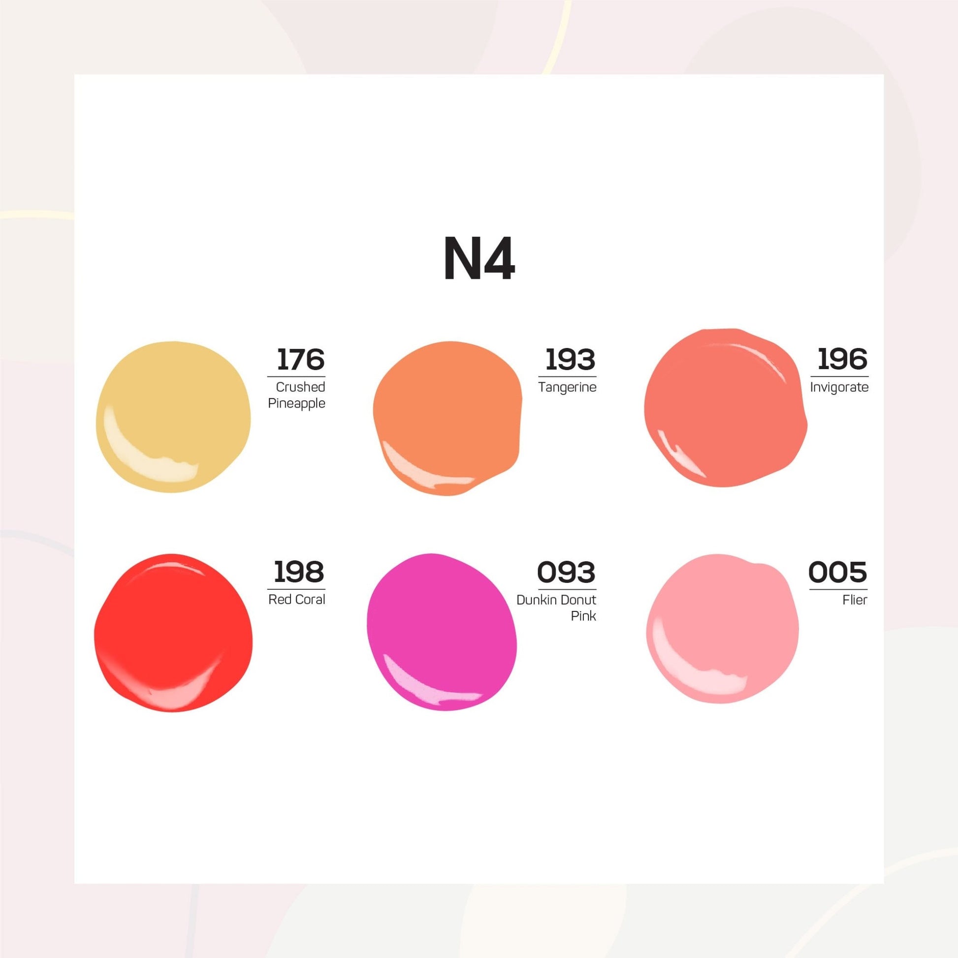 Lavis Nail Lacquer Summer Set N4 (6 colors): 176, 193, 196, 198, 093, 005 - DTK Nail Supply