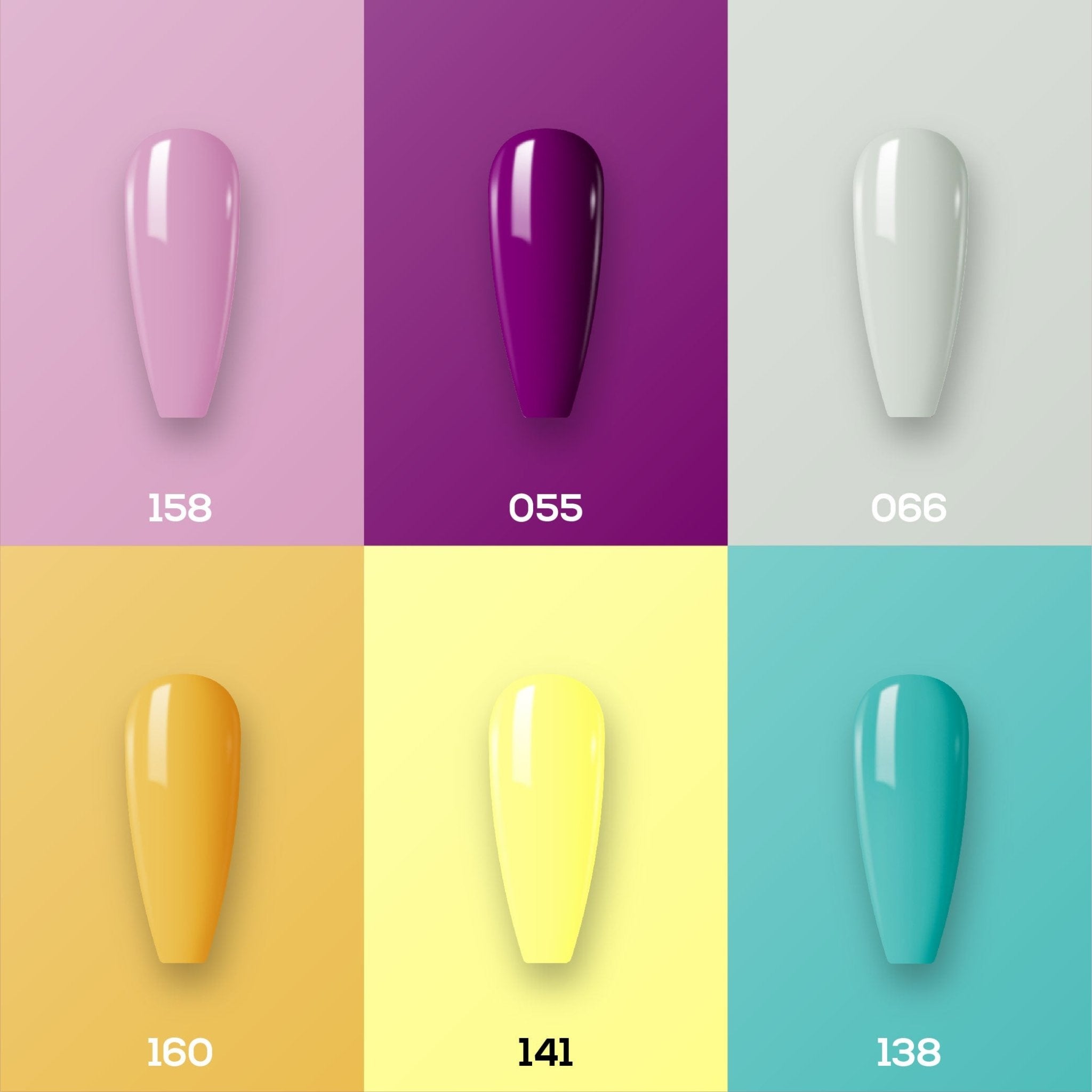 Lavis Nail Lacquer Summer Set N6 (6 colors): 158, 055, 066, 160, 141, 138 - DTK Nail Supply