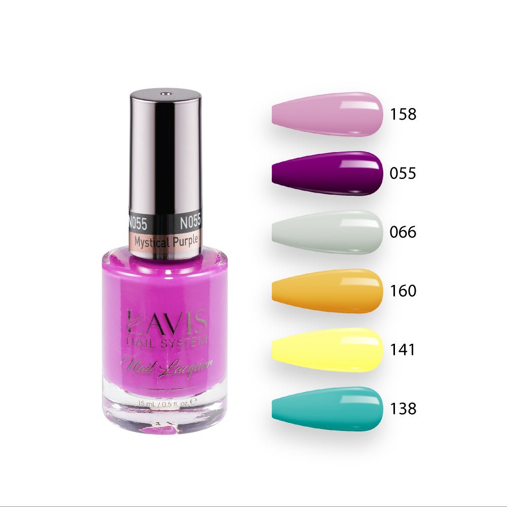 Lavis Nail Lacquer Summer Set N6 (6 colors): 158, 055, 066, 160, 141, 138 - DTK Nail Supply